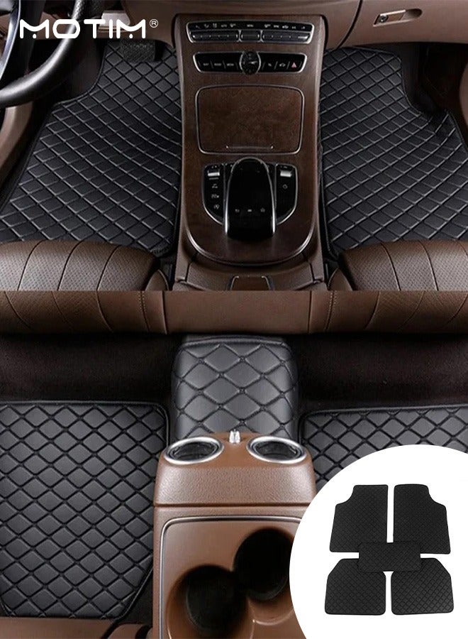 Motim 5 Pcs Leather Car Floor Mat Set for Cars SUVs and Trucks, Waterproof Car Flooring, Car Floor Liners All Weather Protection, Suitable for Most Vehicles, Black - Image 2